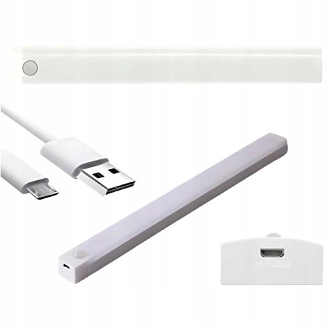 Lampada LED autoadesiva con sensore di movimento, 30 cm, USB, per armadio sotto i mobili (1/5)