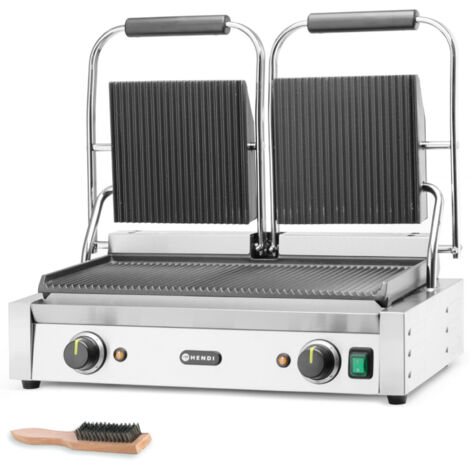 Griglia a contatto con doppia scanalatura 3600W - Hendi 263709 (1/5)