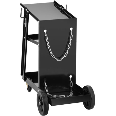 Carrello Per Saldatrice Pro.Tec A 3 Ripiani – Con Portabombola, Ruote 6" E 3", Portata 40 Kg, In Acciaio