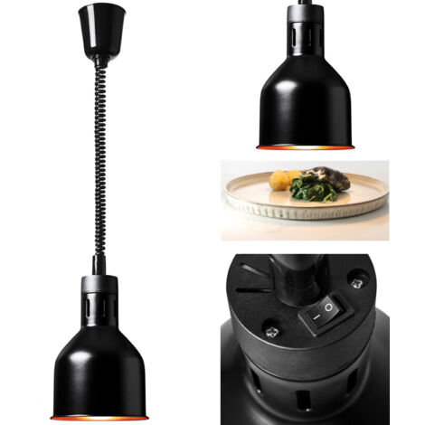Lampada riscaldante a infrarossi per alimenti IR, sospesa, nera, diametro 17 cm, 250 W (1/5)