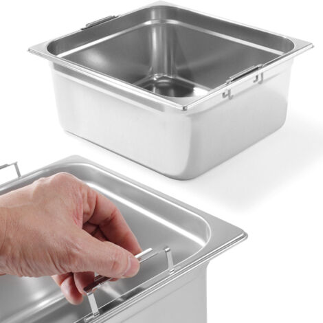 Contenitore GN con maniglie retrattili, acciaio inox, GN2/3, 354x325mm, altezza 200mm - Hendi 803301 (1/5)