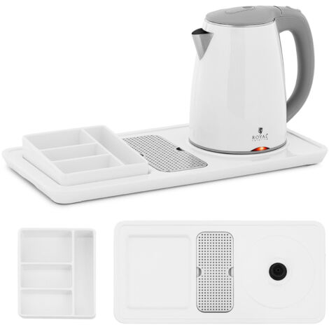 Set di benvenuto per hotel bollitore elettrico con vassoio 1,2 l 1800 W bianco (1/5)