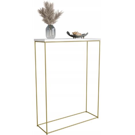 Consolle da ingresso realizzata in filo metallico 8 mm 60x20 Oro Bianco Lucido (1/4)
