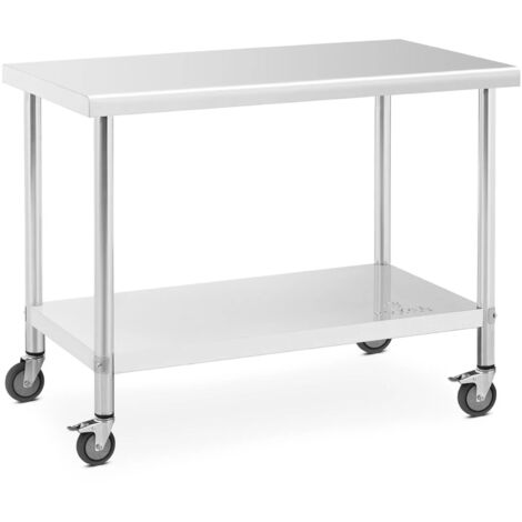 Tavolo da catering in metallo su ruote con ripiano ACCIAIO 60 x 120 cm (1/5)