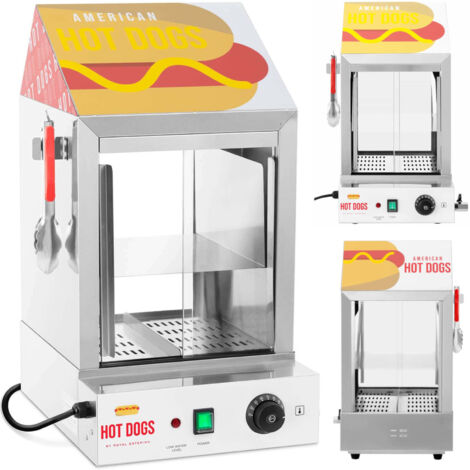Vetrina riscaldante per 100 hot dog, salsicce, 25 panini, 1000W