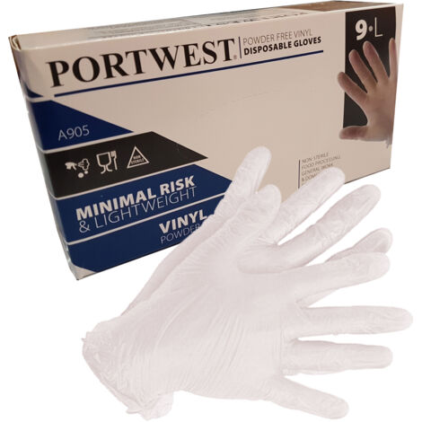 A905 GUANTI PROTETTIVI IN GOMMA VINILE 100 pz L