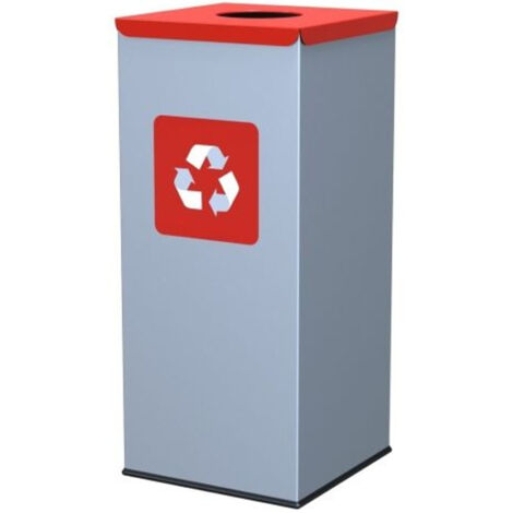 Contenitore per la raccolta differenziata dei rifiuti metallici 30x30x70cm 60L METALLO - coperchio rosso (1/2)