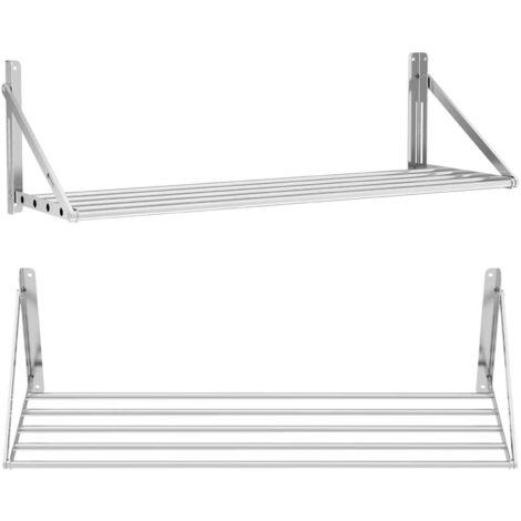 Mensola da parete sospesa in acciaio inox, pieghevole, 120 x 45 cm