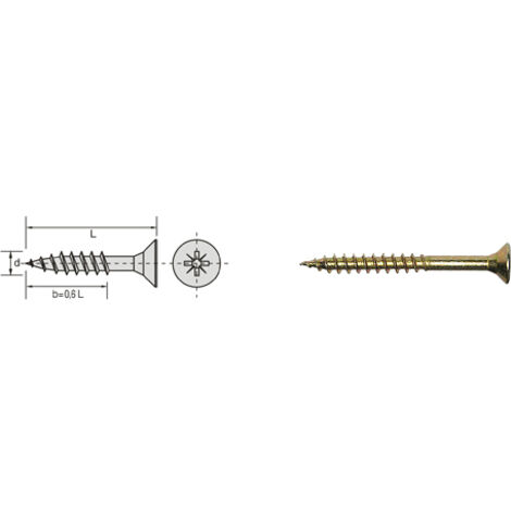 VITE PER LEGNO ZINCATA GIALLA FILETTATURA PARZIALE 5.080MM - 2 STO - 510 5.080 (1/2)