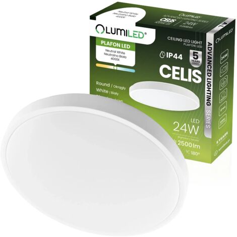 Lampada da soffitto LED da superficie 24W 4000K CELIS Rotonda IP44 Anello Bianco ALS LUMILED (1/5)