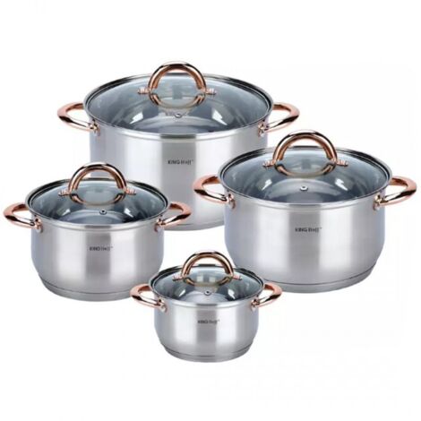 Set di pentole in acciaio KINGHOFF Rosegold KH-1763 da 8 pezzi (1/5)