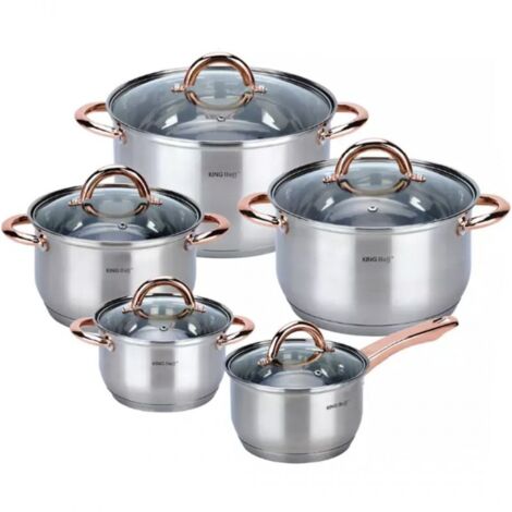 KINGHOFF Rosegold KH-1764 Set di pentole in acciaio da 10 pezzi (1/5)