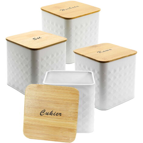 Set di 4 contenitori per caffè, tè, zucchero e sale BRUNBESTE BB-4262 (sottotitoli in PL)