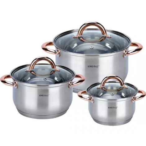 Set di pentole in acciaio KINGHOFF Rosegold KH-1761 da 6 pezzi
