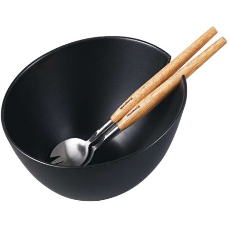 Insalatiera in porcellana nera 23cm con cucchiai KLAUSBERG KB-7786 (1/5)