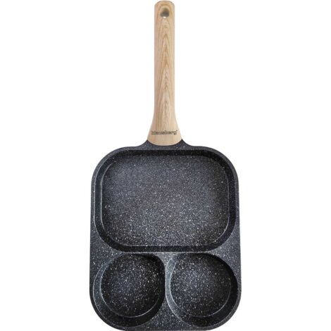 Teglia in marmo 3 in 1 per uova, pancake e crêpes 22x18cm NERO KLAUSBERG KB-7827 (1/5)