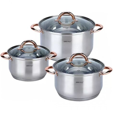 Set di pentole in acciaio KINGHOFF Rosegold KH-1762 da 6 pezzi (1/5)