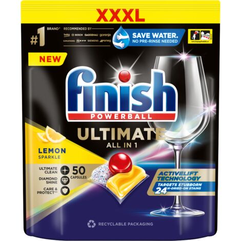 Finish Ultimate Lemon - Capsule per lavastoviglie, 50 pezzi, pulizia profonda