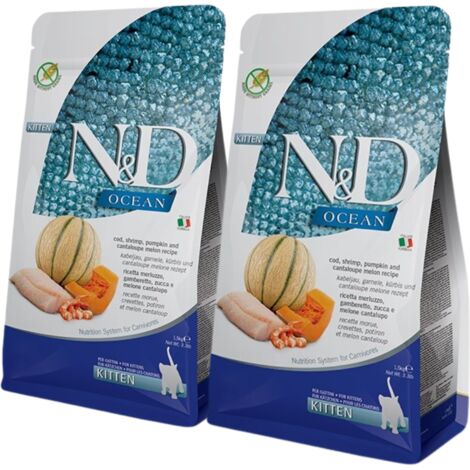 Farmina Gatto N&D Ocean 1,5 kg Kitten Merluzzo Gamberetto e Zucca