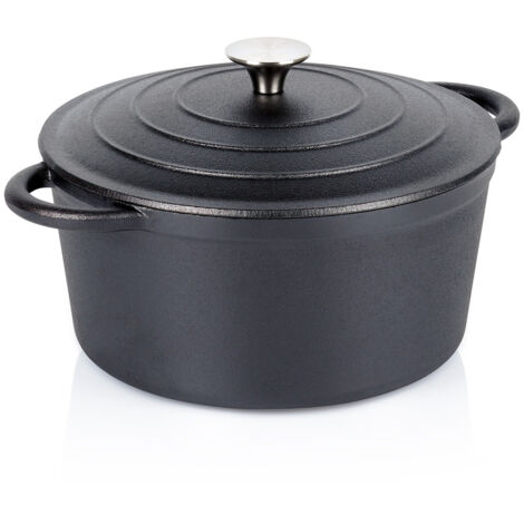 Pentola in ghisa con coperchio, calderone, teglia per arrosti, teglia rotonda per arrosti, 24 cm, 3,9 L (1/5)