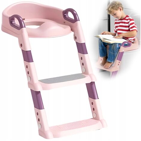 Copriwater con scaletta per bambini, gradini per WC KIDDISTEP Rosa (1/5)
