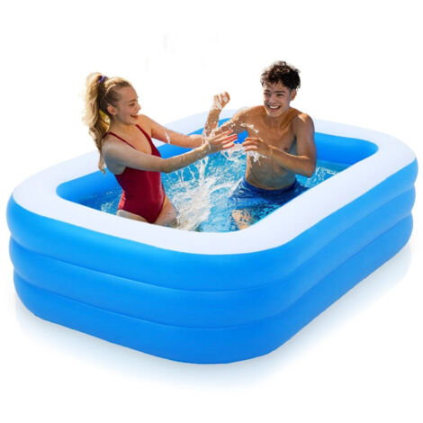 Piscina gonfiabile rettangolare da giardino grande per bambini e adulti 170x115x47 cm