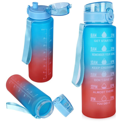 Grande bottiglia motivazionale per acqua potabile, palestra, fitness, allenamento, 1L (1/5)