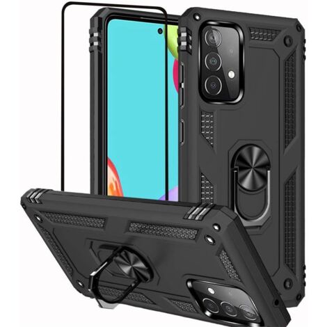 CUSTODIA ARMATURA NERA PER SAMSUNG GALAXY A33 5G CON SUPPORTO E PROTEZIONE SCHERMO IN VETRO (1/5)
