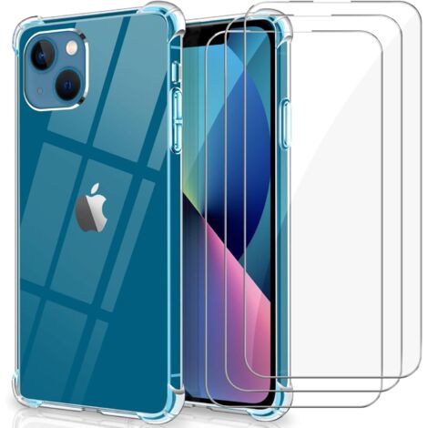 CUSTODIA PER APPLE IPHONE 13 TRASPARENTE 3X VETRO TEMPERATO RESISTENTE (1/5)