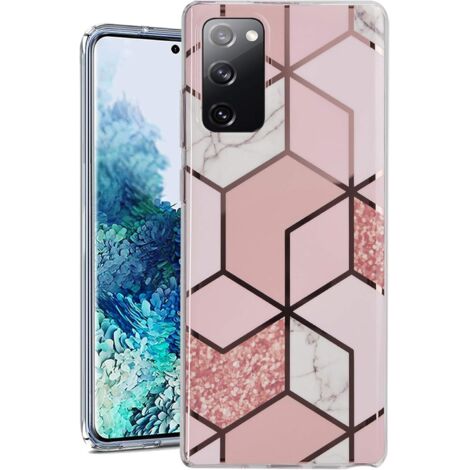 CUSTODIA PER SAMSUNG GALAXY S20 FE 4G/5G RETRO IN MARMO GEOMETRICO ROSA (1/5)