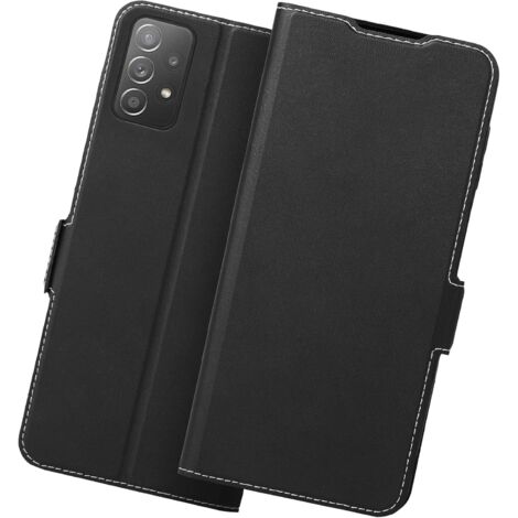 CUSTODIA FLIP MAGNETICA PER SAMSUNG GALAXY A52/A52s IN PELLE PU NERA (1/5)