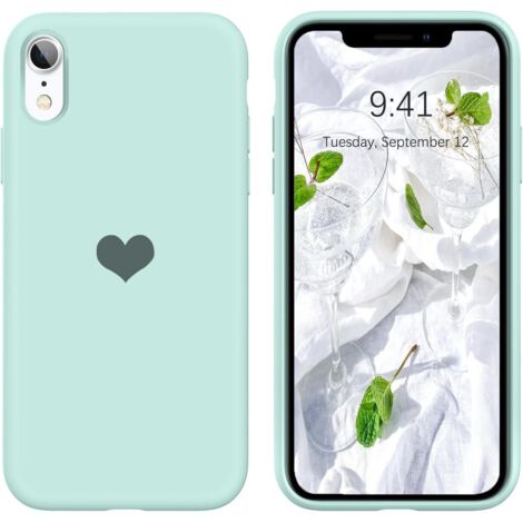 CUSTODIA IN SILICONE PER IPHONE XR 6.1' CUORE VERDE MENTA (1/5)