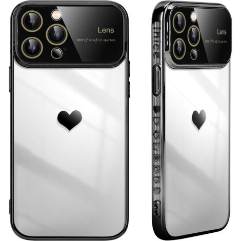 CUSTODIA PER APPLE IPHONE 14 CORNICE NERA RETRO TRASPARENTE + PROTEZIONE FOTOCAMERA (1/5)
