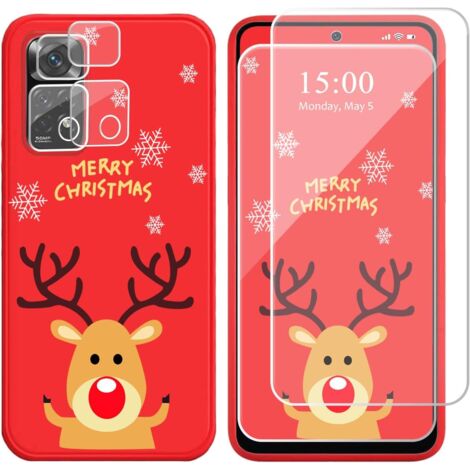 2X VETRO 1X CUSTODIA PER XIAOMI REDMI 9A/9AT BUON NATALE PUPAZZO DI NEVE (1/5)