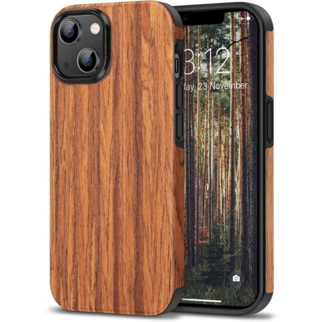 SET CUSTODIA PER APPLE IPHONE 14 Plus ELEGANTE IN LEGNO + VETRO TEMPERATO (1/5)