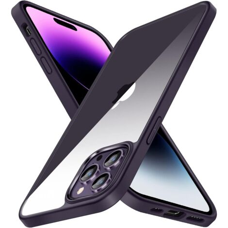 CUSTODIA IN SILICONE PER APPLE IPHONE 14 PRO CON CORNICE VIOLA + VETRO TEMPERATO 9H (1/5)