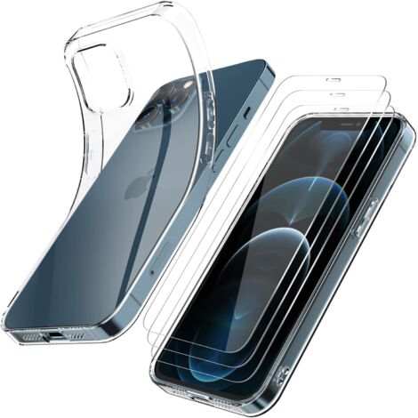 SET CUSTODIA PER APPLE IPHONE 12 PRO MAX SILICONE + 3X VETRO TEMPERATO A2410 (1/5)
