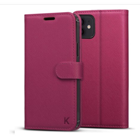 CUSTODIA VIOLA PER APPLE IPHONE 12 MINI CON PATTA, IN SIMILPELLE SOLIDA (1/5)