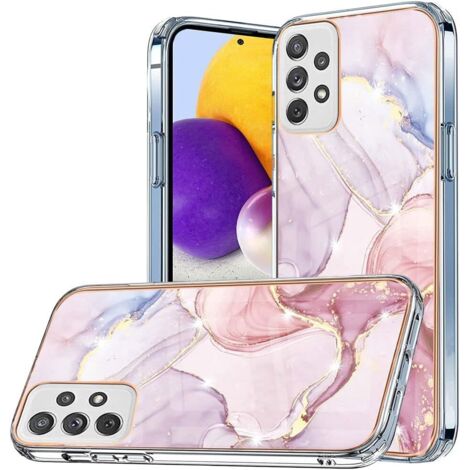 CUSTODIA PER SAMSUNG GALAXY A72 RETRO MARMORIZZATO ROSA BORDI ORO (1/5)