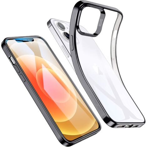 CUSTODIA IN SILICONE PER APPLE IPHONE 12 MINI 5.4" CORNICE NERA RETRO TRASPARENTE (1/5)
