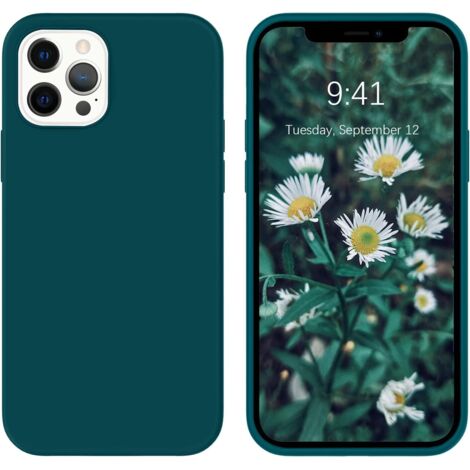 CUSTODIA PER APPLE IPHONE 12 PRO MAX CON RETRO IN SILICONE VERDE SCURO (1/5)