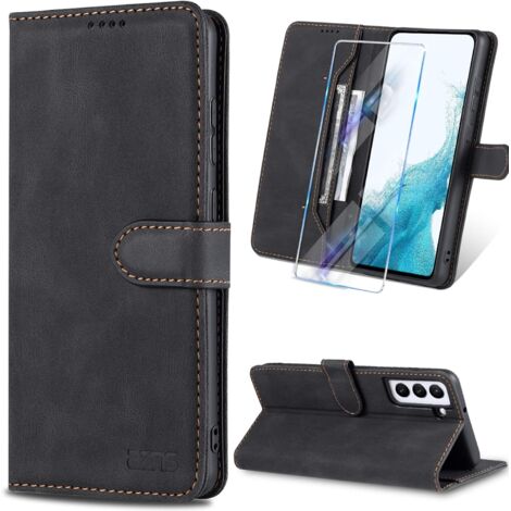 Custodia a portafoglio in similpelle nera per Samsung Galaxy S22 5G SM-S901B (1/5)