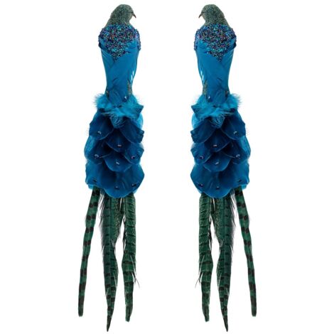Decorazione per albero di Natale blu pavone, 2 pezzi. (1/3)