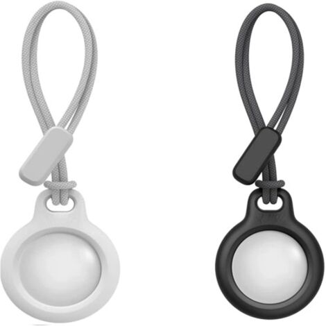 2x CUSTODIA PER APPLE AIRTAG 2021 CON ANELLO PORTACHIAVI BIANCO NERO (1/5)