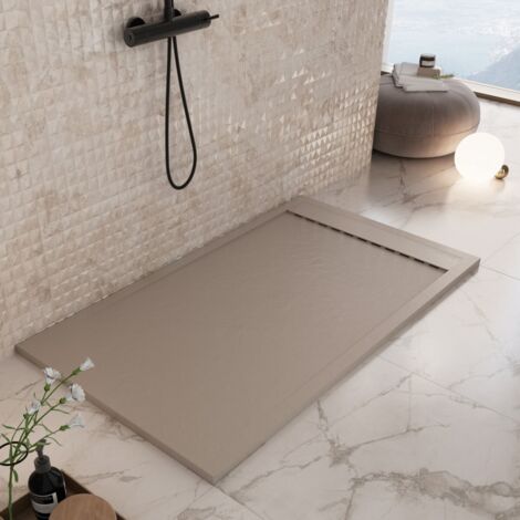 Piatto doccia mineralmarmo griglia laterale moka unique, dimensioni 70x130