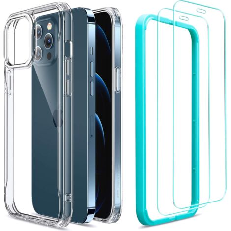 CUSTODIA PER APPLE IPHONE 12 PRO MAX IN SILICONE CON RETRO TRASPARENTE E VETRO 2X RESISTENTE (1/5)