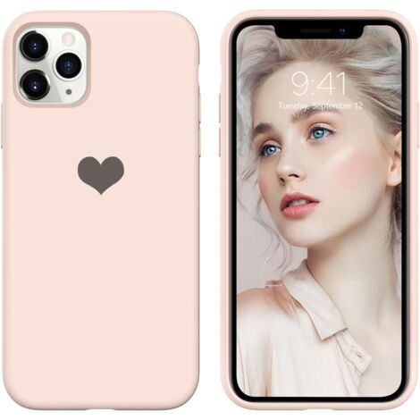 CUSTODIA PER APPLE IPHONE 11 PRO MAX IN SILICONE ROSA CON CUORE A2161 (1/5)