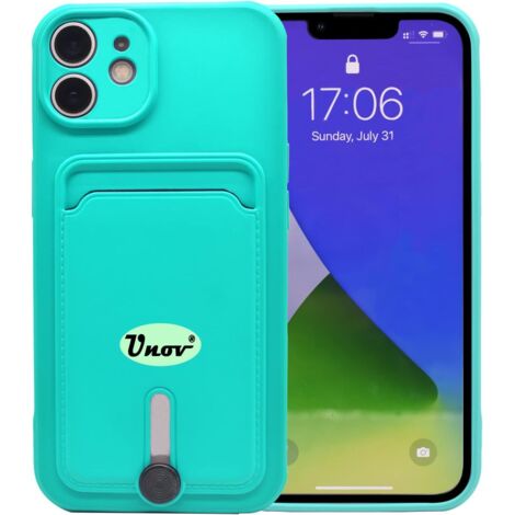 CUSTODIA IN SILICONE PER APPLE IPHONE 11 6.1" PORTAFOGLIO CON SCOMPARTO PER CARTE TURCHESE (1/5)