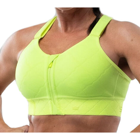 Reggiseno sportivo Shefit verde neon supporto medio regolabile XL (1/5)