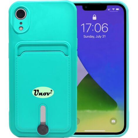CUSTODIA IN SILICONE PER APPLE IPHONE XR 6.06" TURCHESE + SLOT PER CARTE (1/5)
